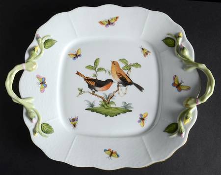 Rothschild Bird (RO) 11" Square Handled Cake Plate