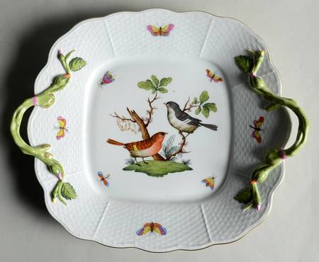 Rothschild Bird (RO) 11" Square Handled Cake Plate