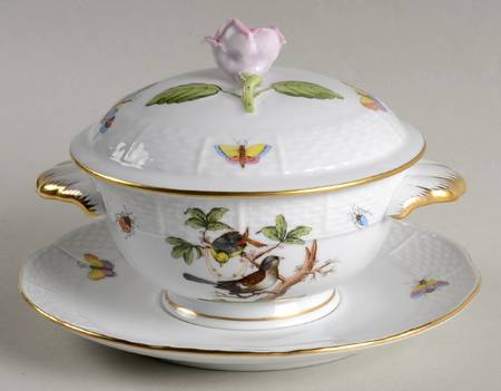 Rothschild Bird (RO) Cream Soup Bowl & Saucer Set with LId