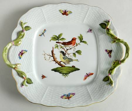 Rothschild Bird (RO) 11" Square Handled Cake Plate