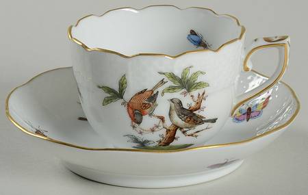 Rothschild Bird (RO) Flat Demitasse Cup & Saucer Set