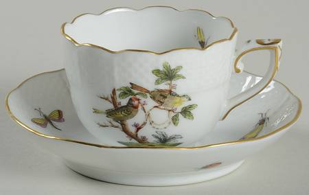 Rothschild Bird (RO) Flat Demitasse Cup & Saucer Set