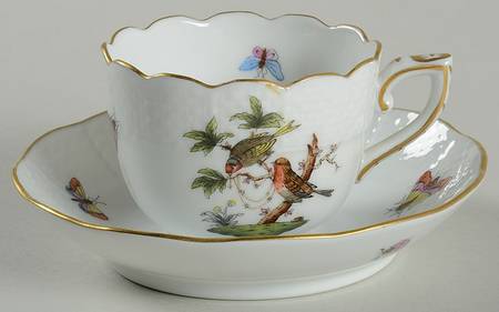 Rothschild Bird (RO) Flat Demitasse Cup & Saucer Set