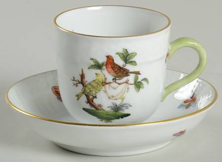 Rothschild Bird (RO) Flat Demitasse Cup & Saucer Set