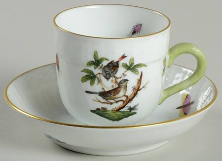 Rothschild Bird (RO) Flat Demitasse Cup & Saucer Set