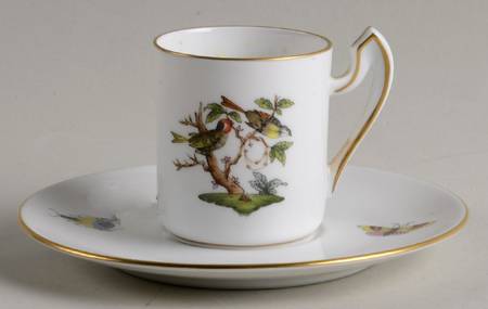 Rothschild Bird (RO) Flat Demitasse Cup & Saucer Set