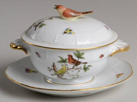 Rothschild Bird (RO) Cream Soup Bowl & Saucer Set with LId