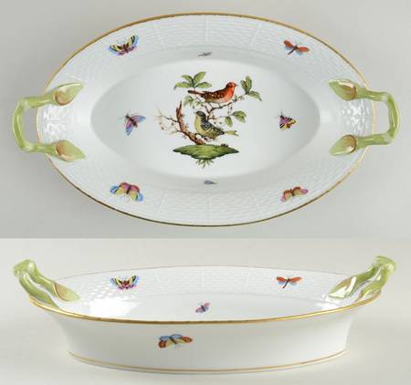 Rothschild Bird (RO) Oval Handled Bread Dish