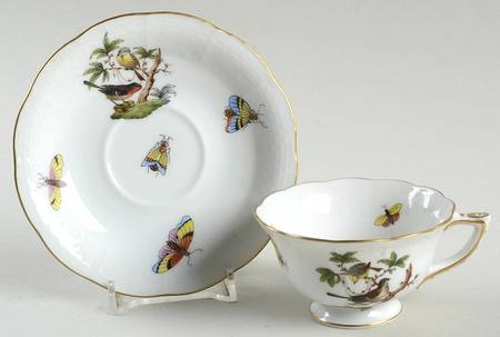 Rothschild Bird (RO) Footed Demitasse Cup & Saucer Set