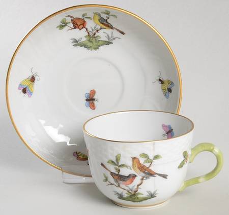 Rothschild Bird (RO) Flat Demitasse Cup & Saucer Set