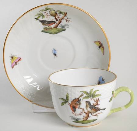 Rothschild Bird (RO) Flat Demitasse Cup & Saucer Set