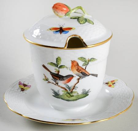 Rothschild Bird (RO) Jam/Jelly & Lid with Attached Underplate