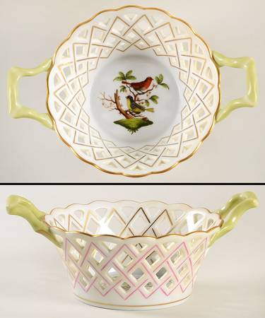 Rothschild Bird (RO) 5" Round Open Weave Basket with Handles