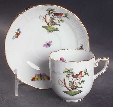 Rothschild Bird (RO) Flat Demitasse Cup & Saucer Set