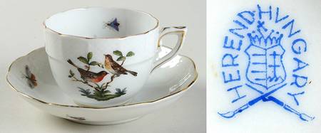 Rothschild Bird (RO) Flat Demitasse Cup & Saucer Set