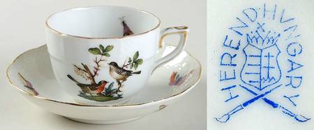 Rothschild Bird (RO) Flat Demitasse Cup & Saucer Set