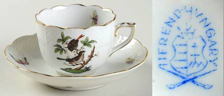 Rothschild Bird (RO) Flat Demitasse Cup & Saucer Set