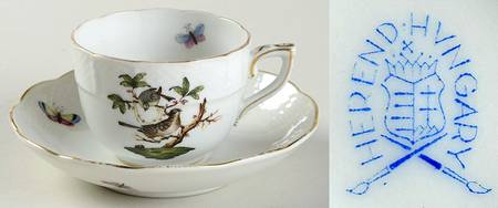 Rothschild Bird (RO) Flat Demitasse Cup & Saucer Set