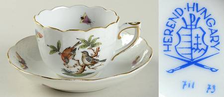 Rothschild Bird (RO) Flat Demitasse Cup & Saucer Set