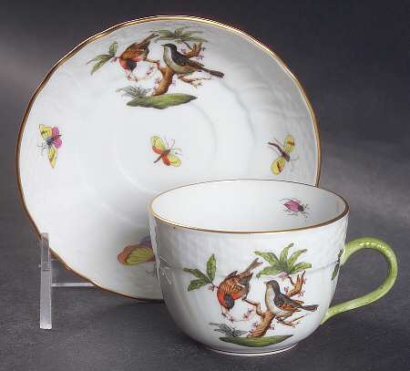 Rothschild Bird (RO) Flat Demitasse Cup & Saucer Set