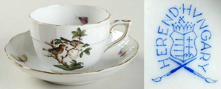 Rothschild Bird (RO) Flat Demitasse Cup & Saucer Set