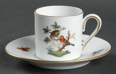 Rothschild Bird (RO) Flat Demitasse Cup & Saucer Set