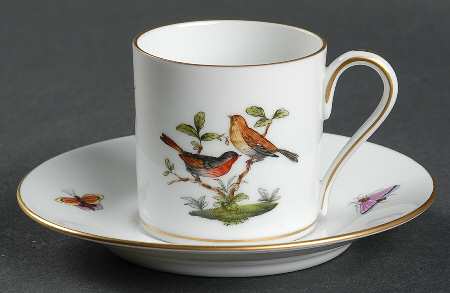 Rothschild Bird (RO) Flat Demitasse Cup & Saucer Set
