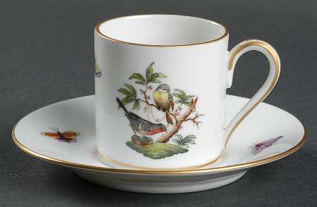Rothschild Bird (RO) Flat Demitasse Cup & Saucer Set