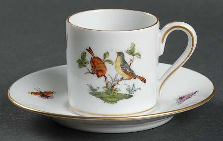 Rothschild Bird (RO) Flat Demitasse Cup & Saucer Set