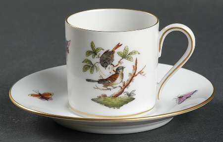 Rothschild Bird (RO) Flat Demitasse Cup & Saucer Set