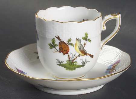 Rothschild Bird (RO) Flat Demitasse Cup & Saucer Set