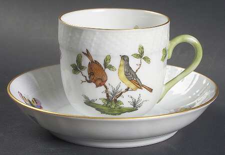 Rothschild Bird (RO) Flat Demitasse Cup & Saucer Set