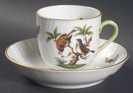 Rothschild Bird (RO) Flat Demitasse Cup & Saucer Set