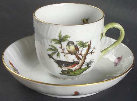 Rothschild Bird (RO) Flat Demitasse Cup & Saucer Set