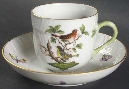 Rothschild Bird (RO) Flat Demitasse Cup & Saucer Set