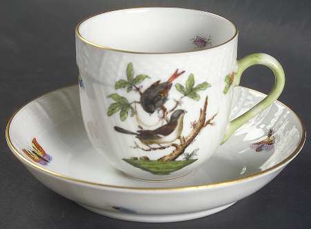 Rothschild Bird (RO) Flat Demitasse Cup & Saucer Set