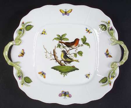Rothschild Bird (RO) 11" Square Handled Cake Plate