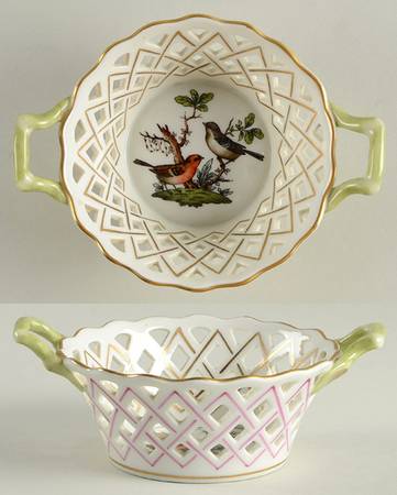 Rothschild Bird (RO) 5" Round Open Weave Basket with Handles