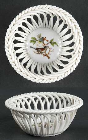 Rothschild Bird (RO) 3" Round Open Weave Basket by Herend