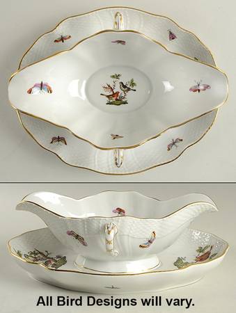 Rothschild Bird (RO) Gravy Boat with Attached Underplate