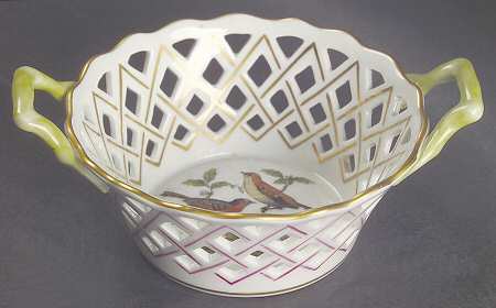 Rothschild Bird (RO) 5" Round Open Weave Basket with Handles