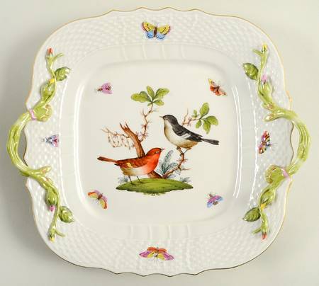 Rothschild Bird (RO) 11" Square Handled Cake Plate