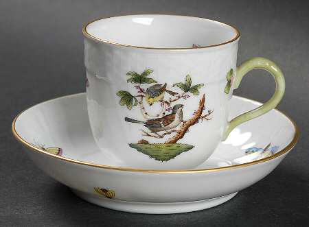 Rothschild Bird (RO) Flat Demitasse Cup & Saucer Set
