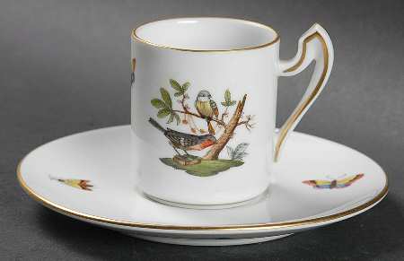 Rothschild Bird (RO) Flat Demitasse Cup & Saucer Set