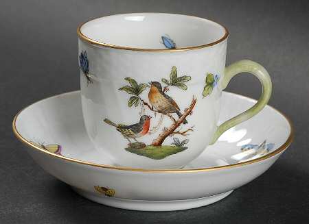Rothschild Bird (RO) Flat Demitasse Cup & Saucer Set