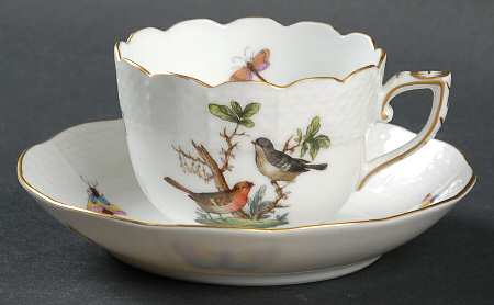 Rothschild Bird (RO) Flat Demitasse Cup & Saucer Set
