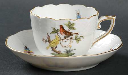Rothschild Bird (RO) Flat Demitasse Cup & Saucer Set