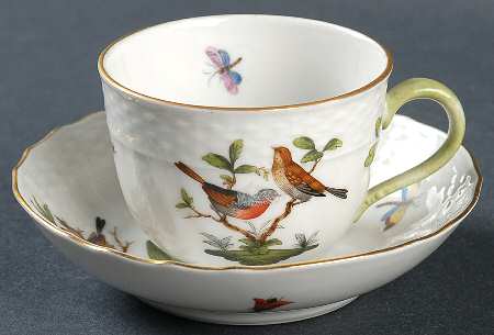 Rothschild Bird (RO) Flat Demitasse Cup & Saucer Set