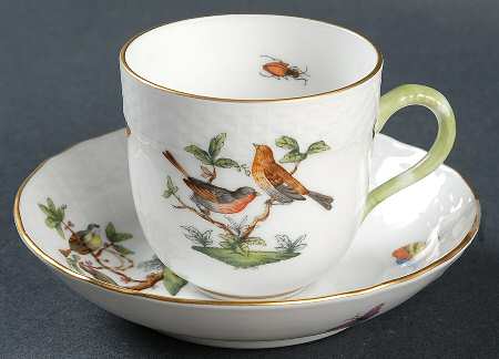 Rothschild Bird (RO) Flat Demitasse Cup & Saucer Set