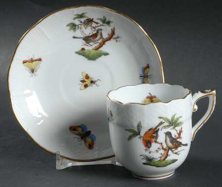Rothschild Bird (RO) Flat Demitasse Cup & Saucer Set